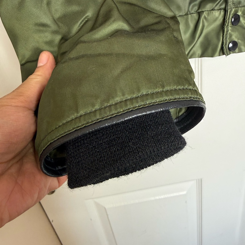 Vintage 1960s Tuffy Jac Olive Bomber Jacket Faux Fur Collar Talon Zipper Men L - Picture 4 of 15